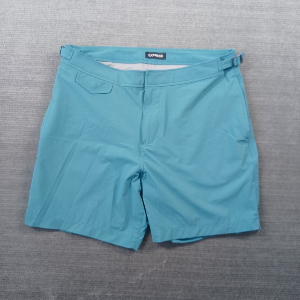 Express Shorts Mens 34 Blue Slate Ghurka Sides 6" Inseam Lined Performance